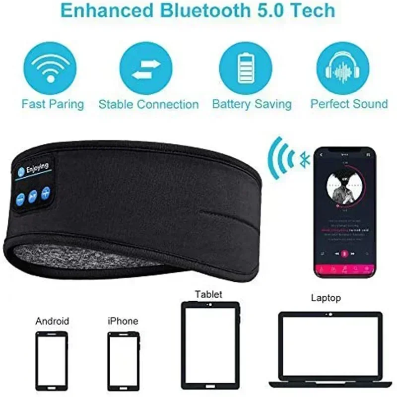 Cuffie per dormire Bluetooth fascia sportiva sottile morbida elastica confortevole cuffie musicali senza fili maschera per dormire per gli occhi che dormono