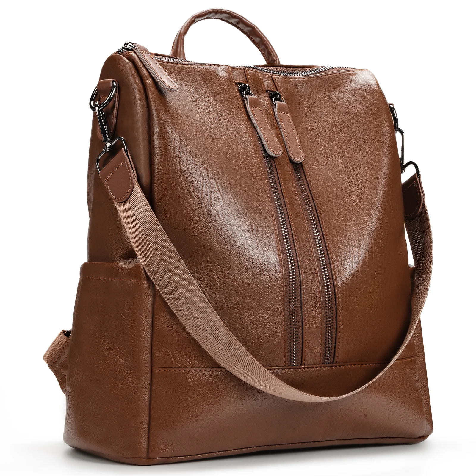 molshine Retro Vegan Leather Backpack, Large Shoulder Bag, Crossbody Bag for Women Lady Girl Shopping Work Travel HB039