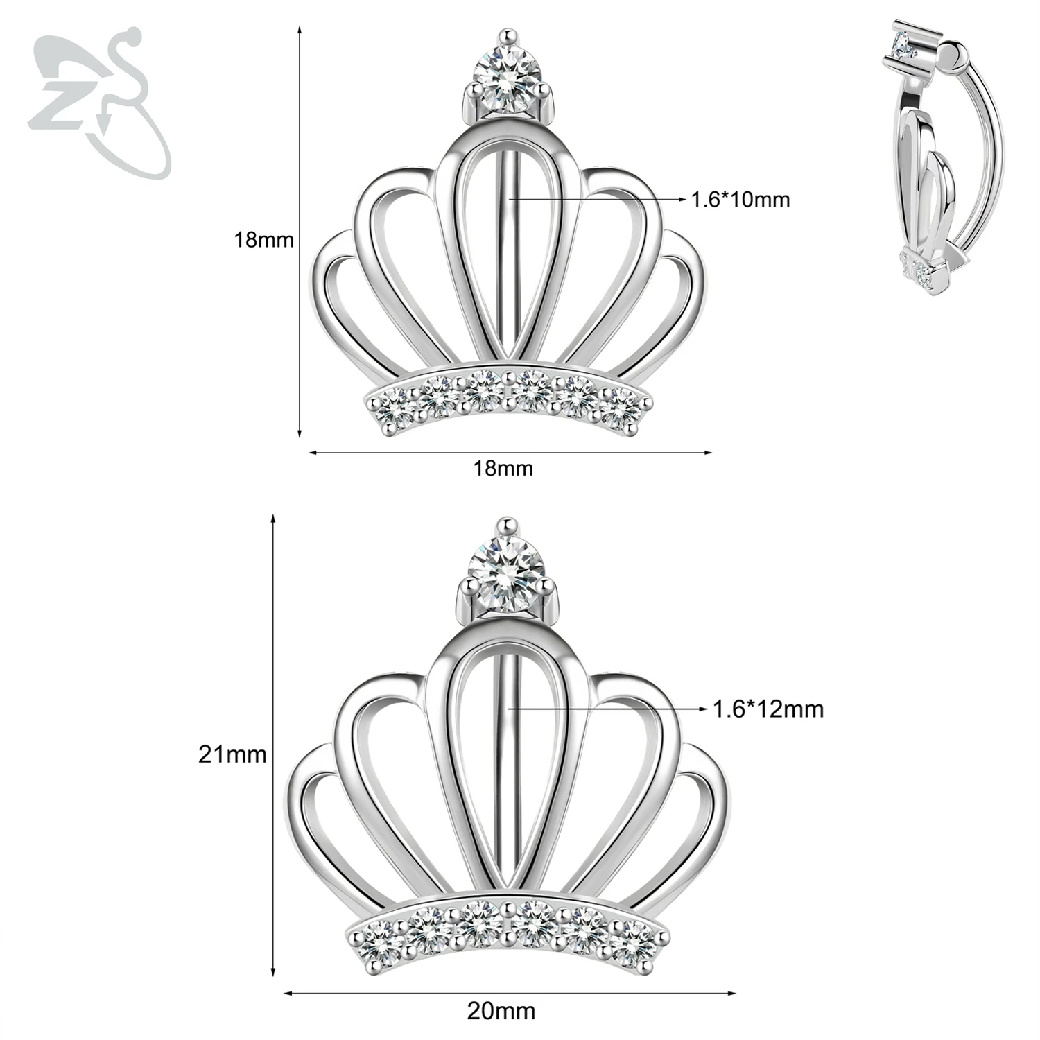 Belly Button Ring 925 Silver Crown Shape For Women Girls Luxury CZ Crystal Navel Piercing Summer Beach Body Piercings 1 Piece