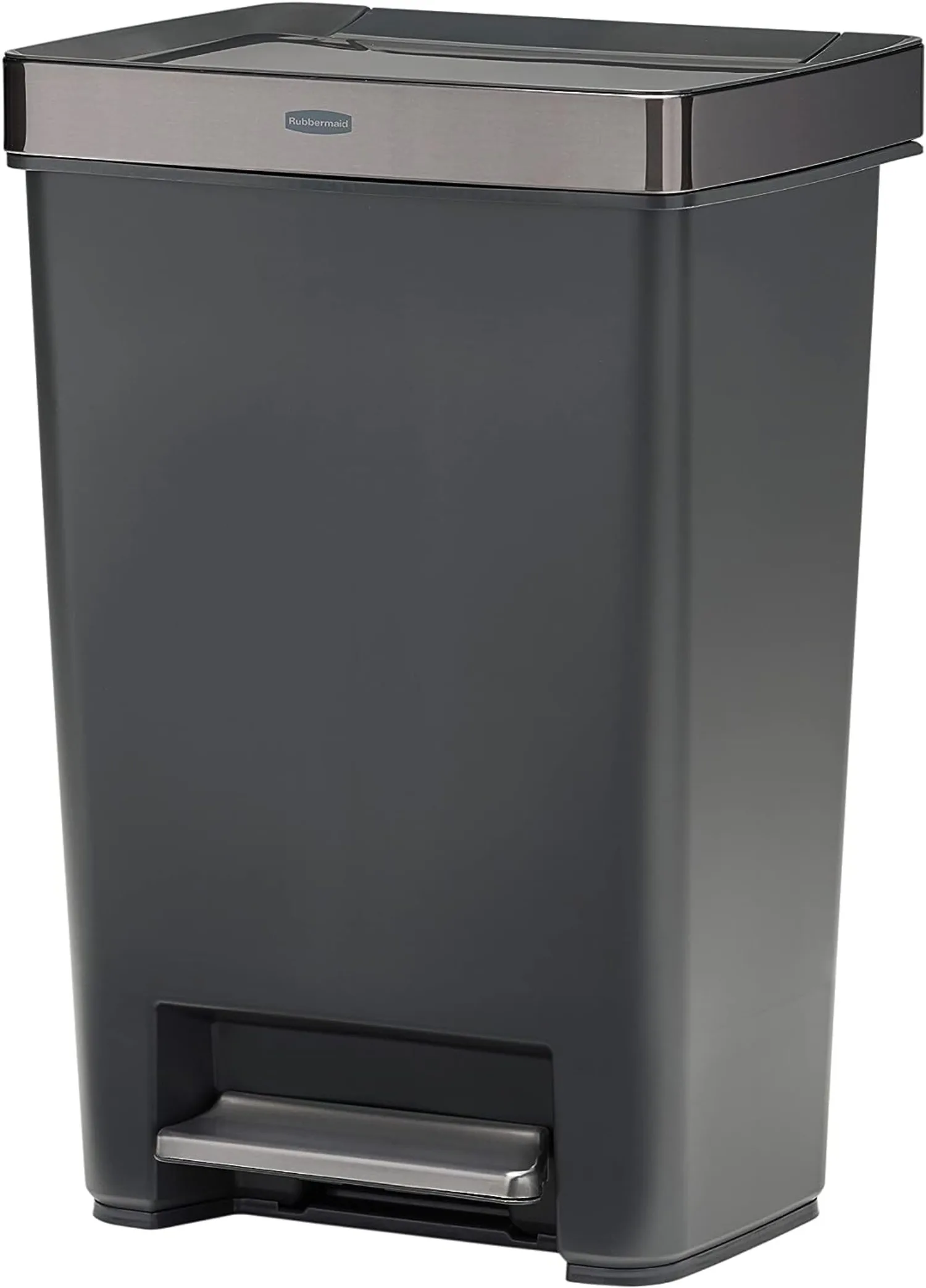 

Household Kitchen Trash Can with Stainless Steel Lid 12.4 Gallon Charcoal