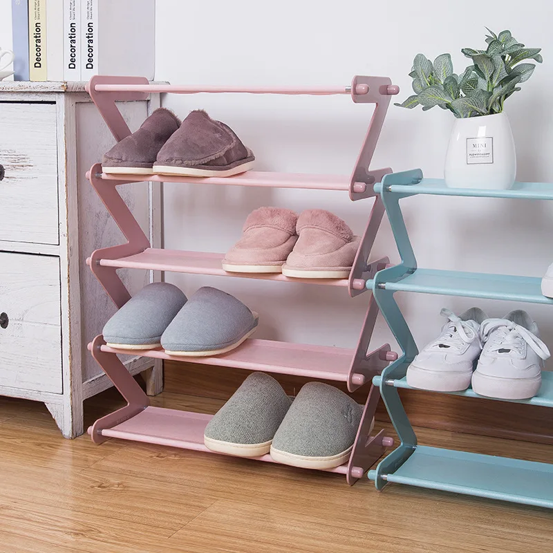 1pc stainless steel Z-type simple family dormitory shoe rack, assembled  shoe rack, non-woven cloth shoe rack, shoe storage rack