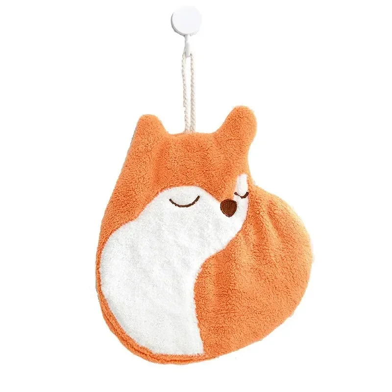 New Cartoon Little Fox Towel Cute Children Hang Type Thickened Absorbent Hand Cloth Bathroom Quick-drying Cloth 4