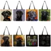 Foldable Travel High Capacity Eco Reusable Cool Style Black Labrador Tote Bags Animal Dog Printed Fashion Shoulder Bag Handbags 1