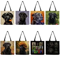 Foldable Travel High Capacity Eco Reusable Cool Style Black Labrador Tote Bags Animal Dog Printed Fashion Shoulder Bag Handbags 1
