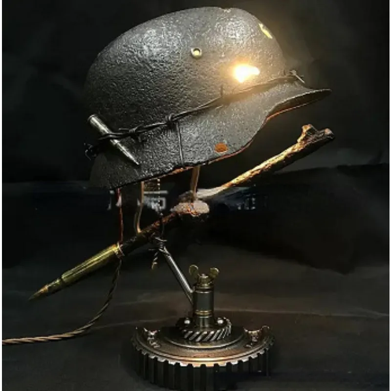 

War Style Table Lamp World War II Remains Helmet Light Lamp Anti War Family Mementos Table Ornament World Peace Birthday Present