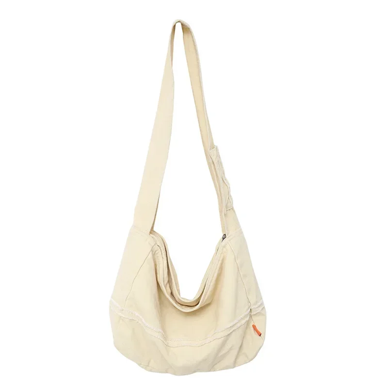 

2023 Fashion Ladies Messenger Bag Large Capacity Shopping Bag Unisex Canvas Student Shoulder Bag Solid Color Handbag Women