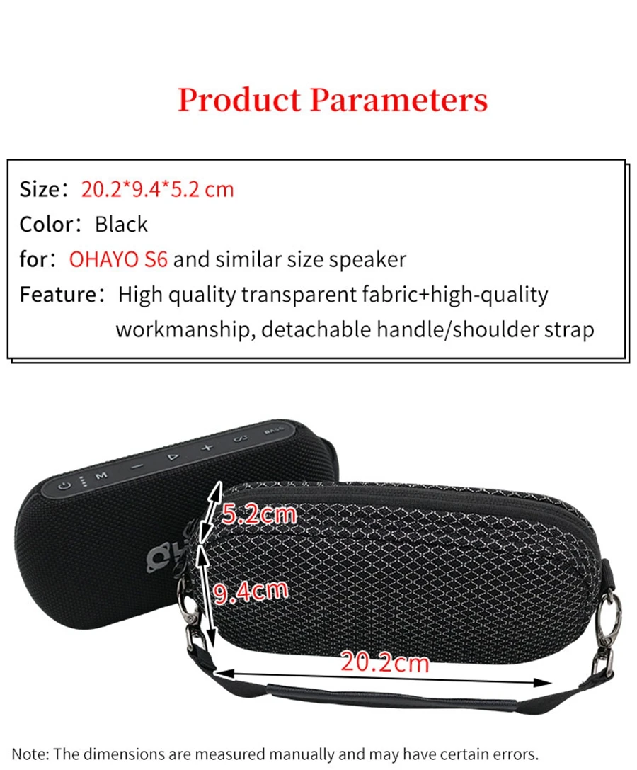 Portable Speaker Bag for OHAYO S6 Speaker Sound Permeable Bags S6 Outdoors Travel Carrying Transparent Case