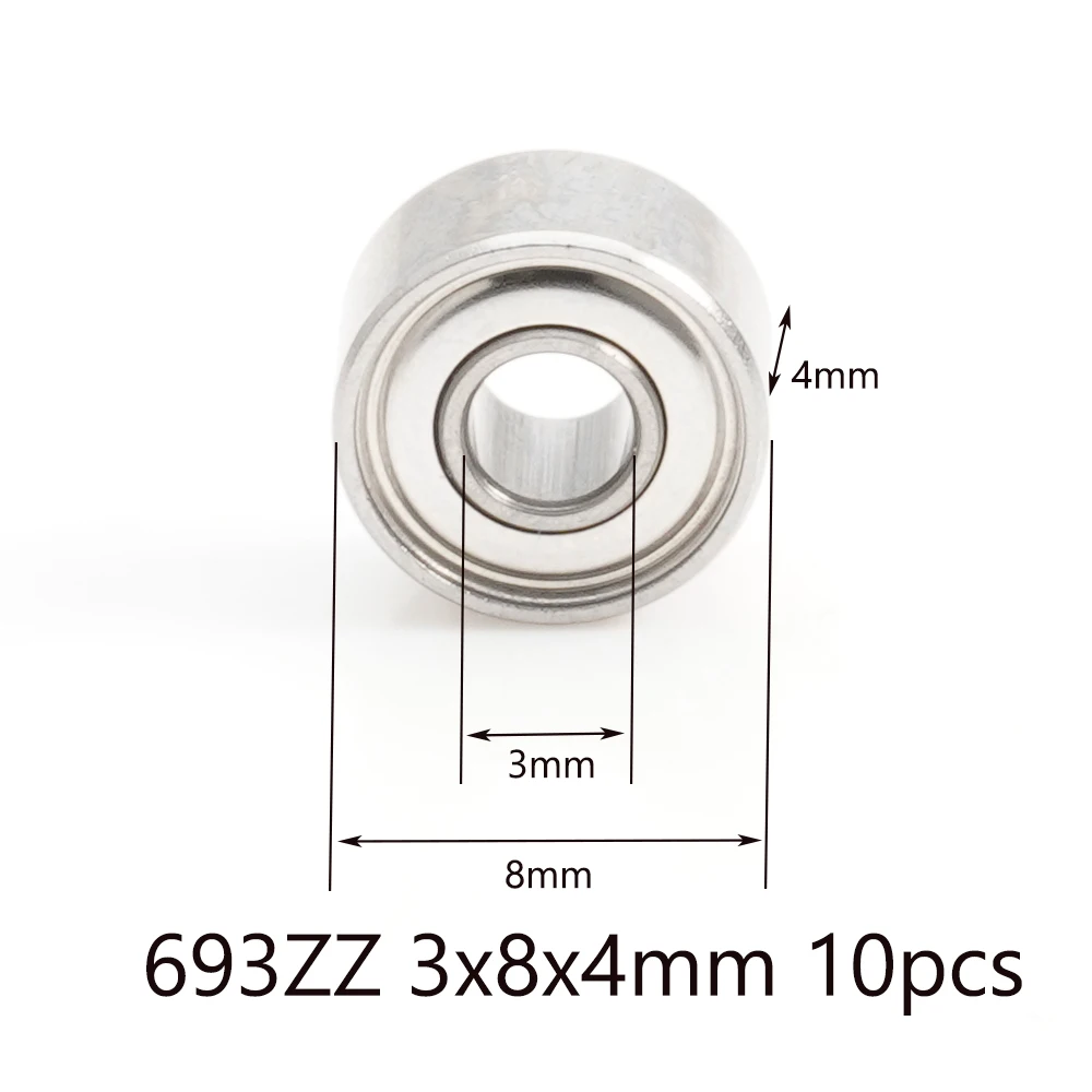 10 Stück 693ZZ Kugellager 3 x 8 x 4 mm Motorlager 693 ZZ Lüfterlager 619/3ZZ R-830ZZ EMQ Motorlüfterlager 693Z 693 – Detail 4