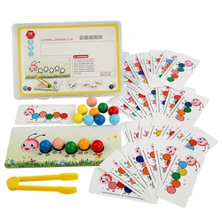 Wooden Clip Beads Games Color Matching Parish Learning Set Fine Movement Training Educational Toys For Children