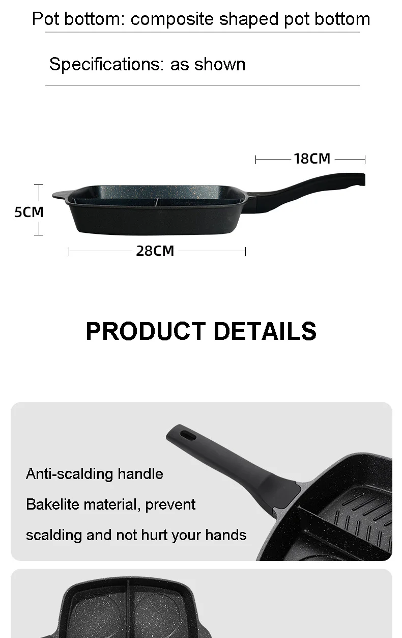 3 in 1 Korean Color Frying Pan Steak Pot Aluminum Flat Bottom Non Stick Pan  Double Layer Flat Bottom Frying Pan Cooking Utensils - AliExpress