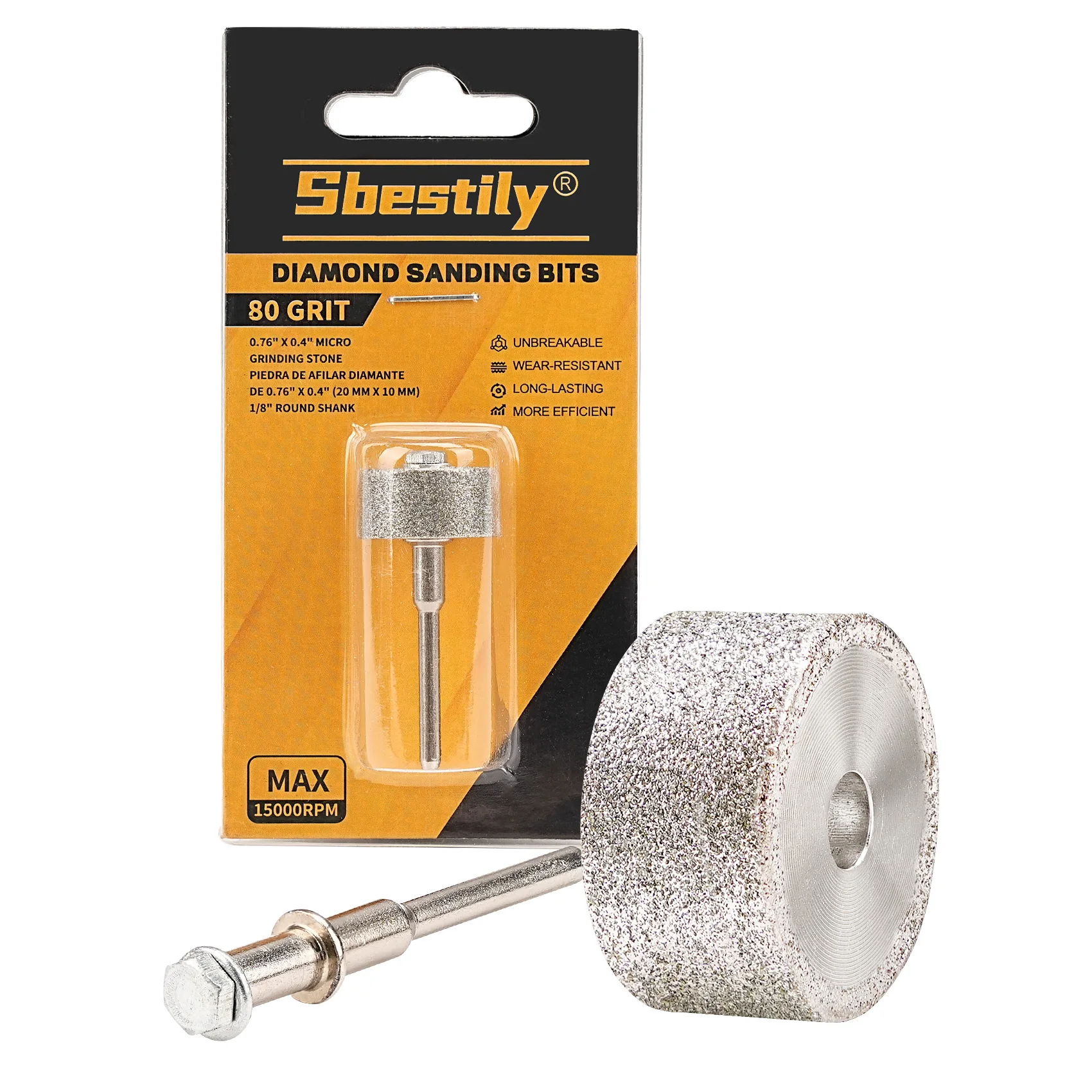 Mini-Diamant-Schleifscheibe, Dremel-Rotationswerkzeug, Schleifkopf, Polierscheibe zum Entgraten und Rostentfernen von Metall, Körnung 80 150 320 – Detail 9
