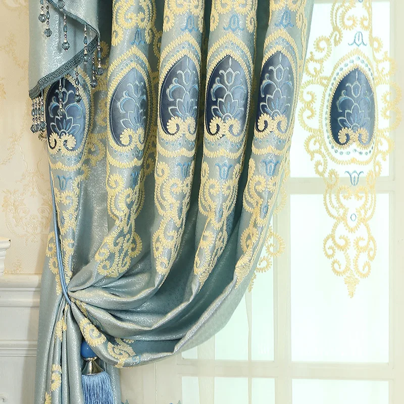 

New luxury atmosphere European curtain cloth living room bedroom velvet embroidery curtain cloth