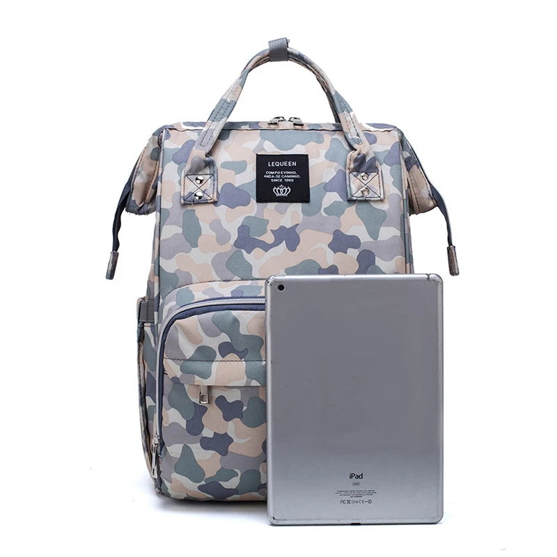 LEQUEEN Fashionable Camouflage Color Diaper Bag for Mommies Large Capacity Well-Organized Space Maternity Backpack for Strollers 6