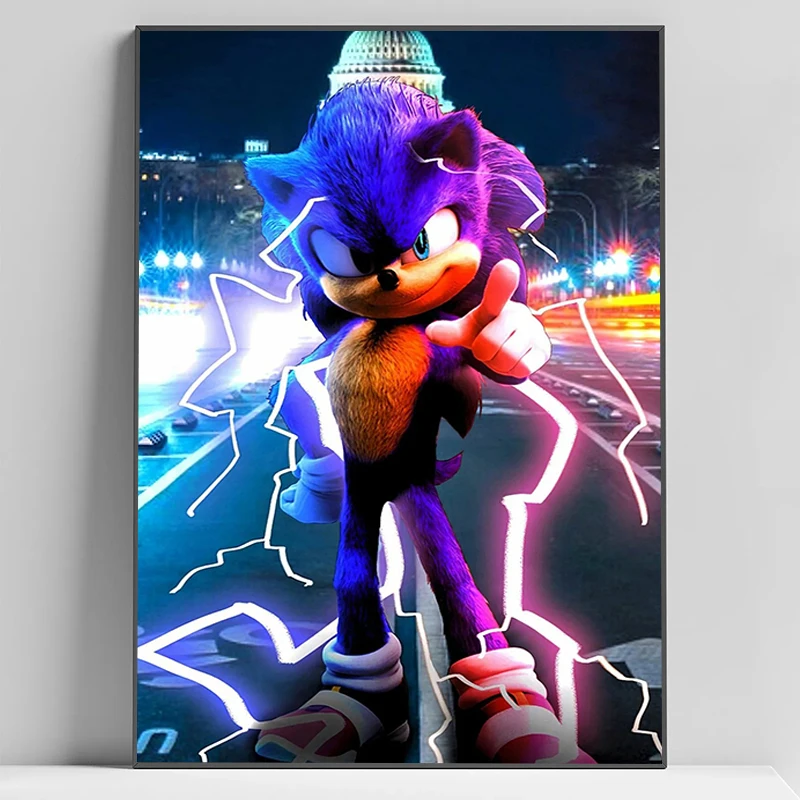 thumbnail image 1 of Póster de S-Sonic the H-Hedgehog, pinturas grandes, decoración moderna para sala de estar, decoración del hogar con envío gratuito, carteles para arte de pared, 1 of 5