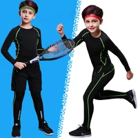 Survêtements de Fitness pour enfants, pantalons chauds pour jeunes, hauts, sous-vêtements serrés, vêtements de sport pour garçons, Compression, course à pied, basket-ball 4