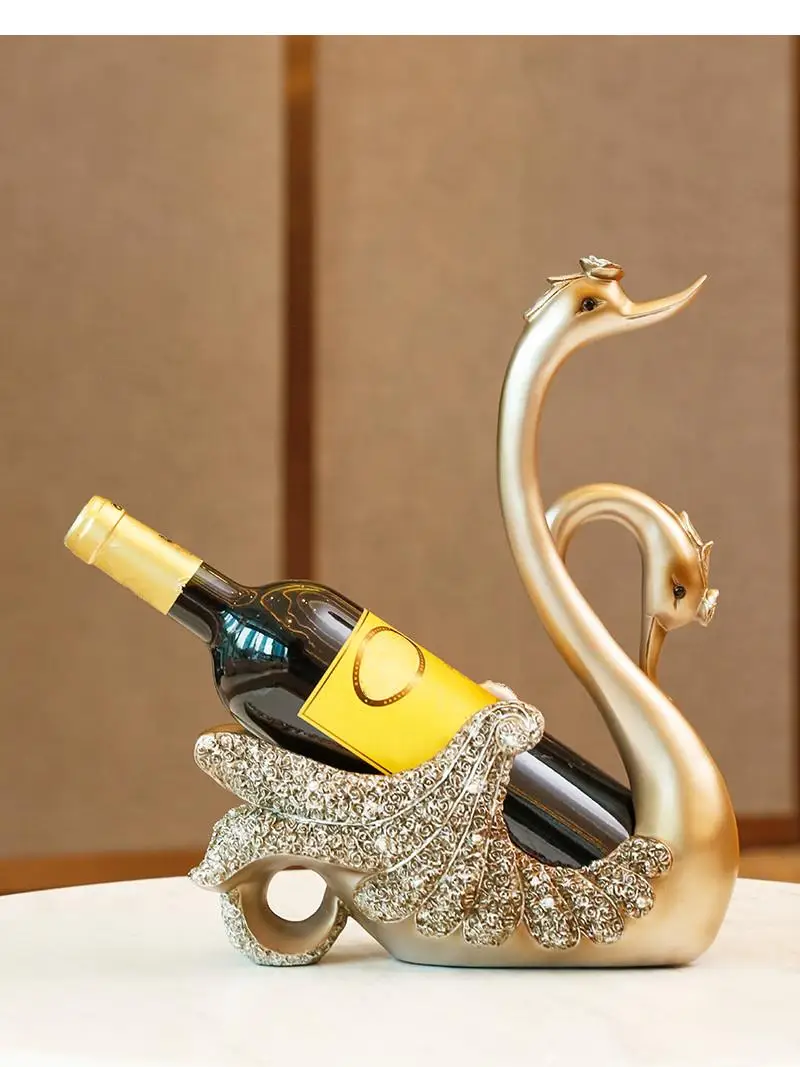 

Creativity Resin Rose Siamese swan wine rack Wine bottle rack Resin ornaments Animal sculpture European-style home decorations