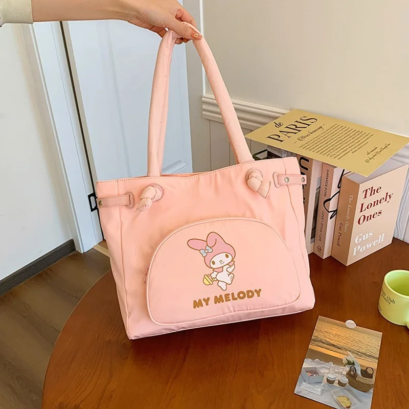 MBTI-Sac fourre-tout Kawaii Cinnamoroll pour femme, sac à main en nylon, imprimé dessin animé, sac à main Lolita Fashion, grande capacité, initié au collège