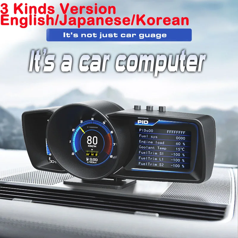 Large Screen Head Up Display Car Hud Dashboard Computer Turbo Boost Alarm OBD2+GPS Smart Speedometer Auto Scanner Multi-Function |