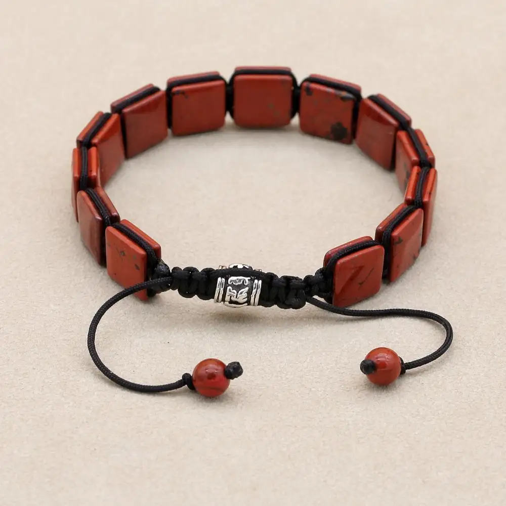 10MM Handmade Natural Red Jasper Stone Beads Braided Bracelet Bohemia Women Men Friendship Charm Bangles Couples Jewelry