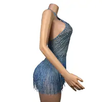 Rhinestones Tassels Bodysuit for Women Singer Dancer Performance Dance Costume Dance Troupe Show Wear Nightclub Outfit Shengxia 3