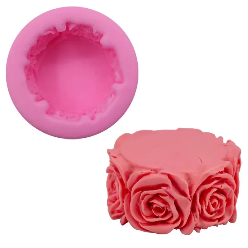 3D Round Rose Flowers Shape Silicone Soap Mold DIY Handmade Soap Molds Making Fondant Cake Candle Molds Craft Decoration