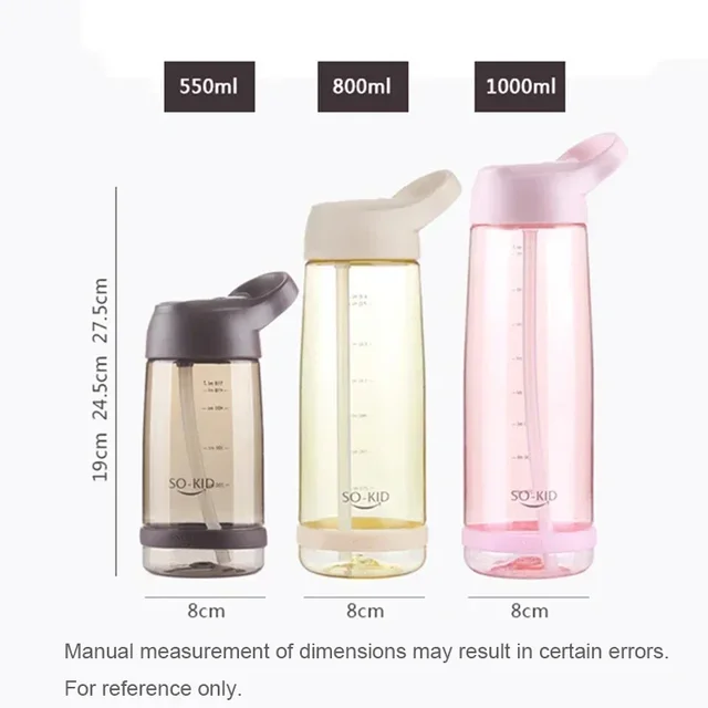 Outdoor Water Bottle with Straw Sports Bottles Leak Proof Eco-friendly Children School With Lid Hiking Camping Plastic BPA Free 3