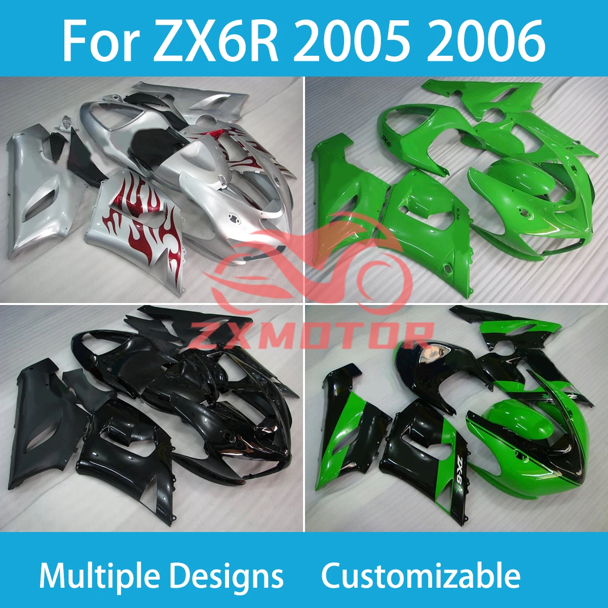 

Комплект обтекателей для Kawasaki Ninja 636 ZX 6R 2005 2006 детали для мотоциклов индивидуальный комплект обтекателей из АБС-пластика ZX6R 05 06
