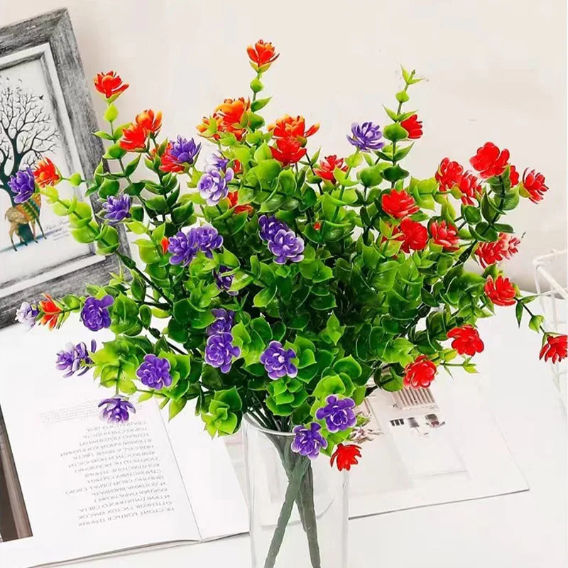 Artificial Flowers Bundle Outdoor UV Resistant Shrubs Plants Home Garden Outdoor Ceremony Wedding Arch Floral Decoration 1 Bundle