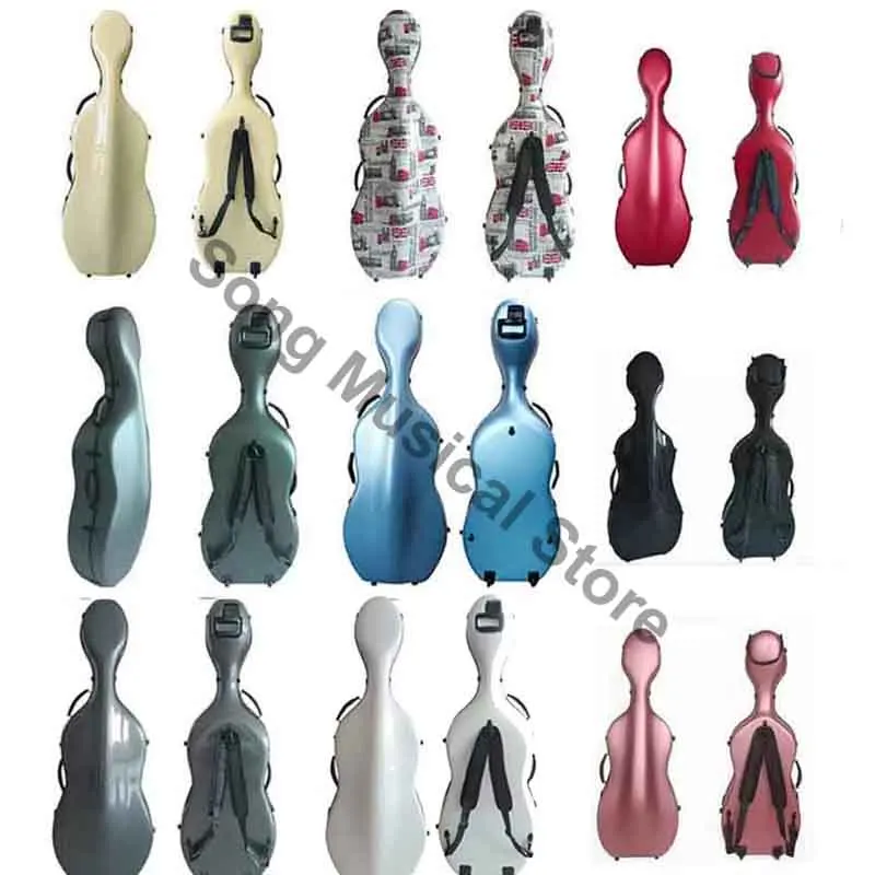 Carbon Cello Case 4/4 7/8 3/4 1/2 1/4 Carbon Fiber Composite Multi-color Waterproof Cello Box Accessary