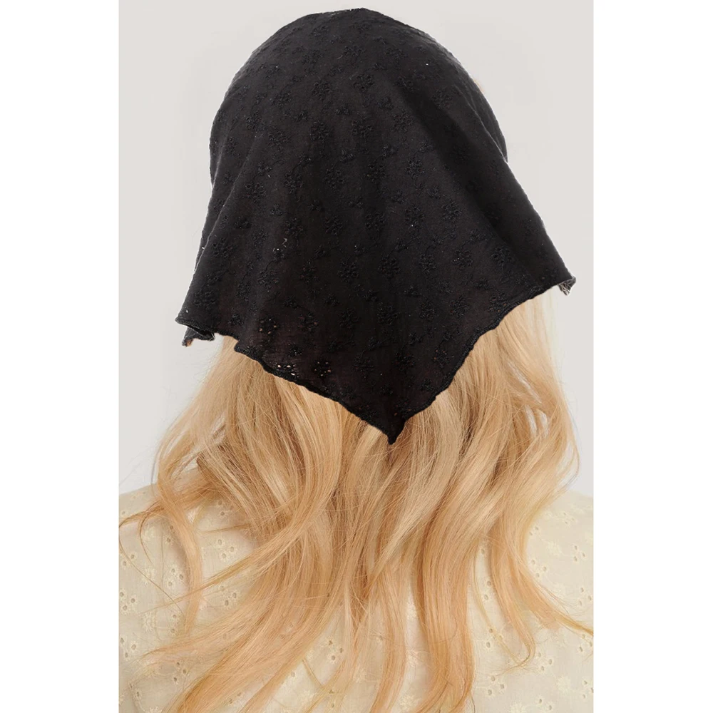 Fabric Flower Vine Triangle Scarf Black Hair Bands Turban Headbands For Women Sweet Retro Headwarps Bandana Hair Accessories