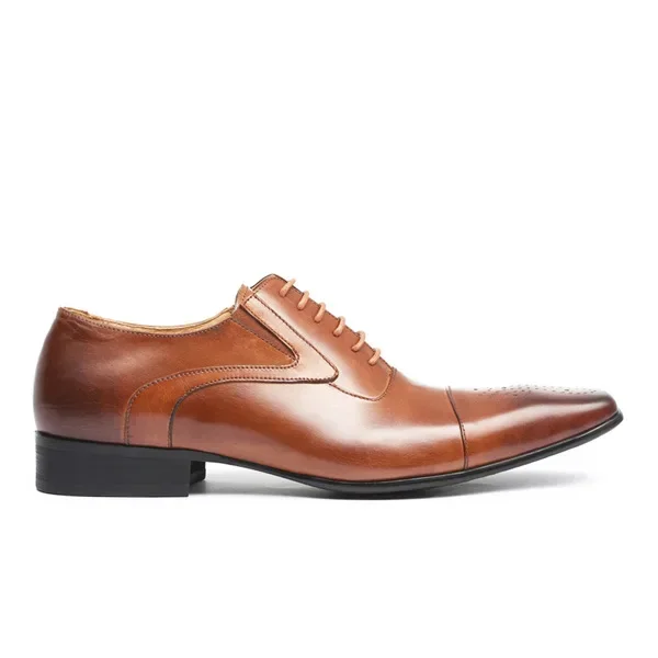 Whoholl Brand Handcrafted Mens Oxford Shoes Patent Calfskin Leather Brogue Dress Shoes Classic Business Formal Man