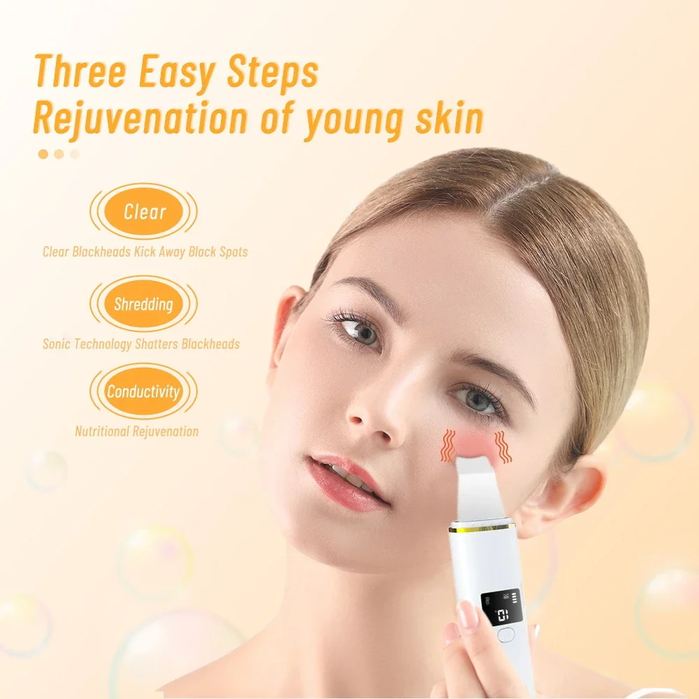 Ultrasonic Face Spatula Skin Scrubber Professional Skin Cleaning Devices Scraper Facial Cleansing Spatula Screen Scrubber