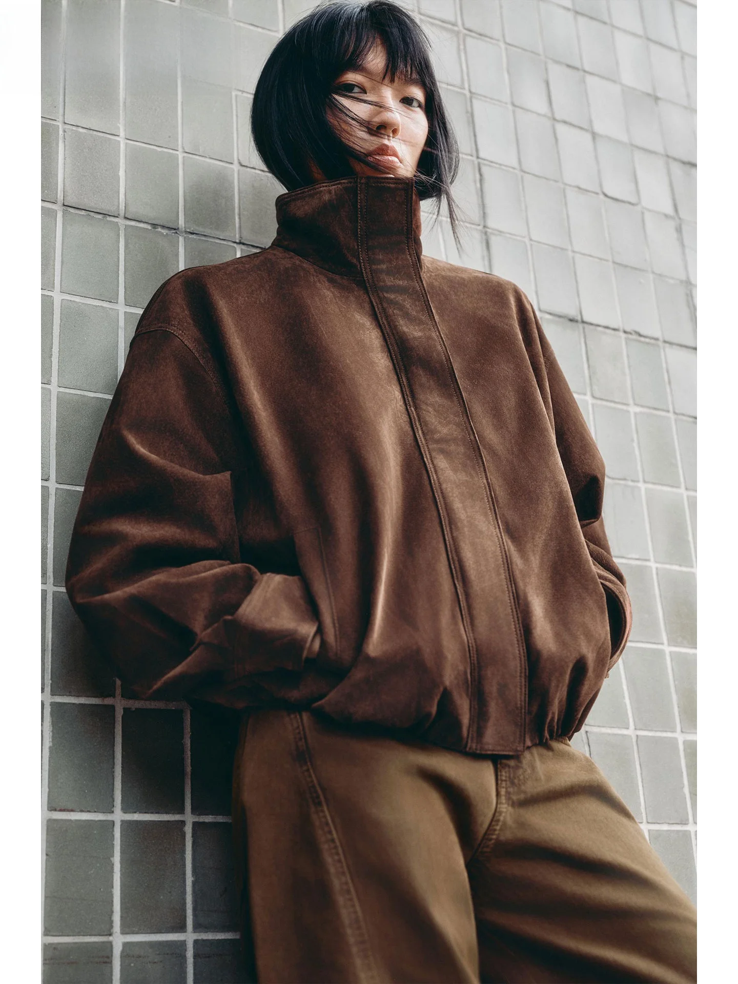Casual Loose Stand Collar Long Sleeve Faux Leather Jacket Versatile Outerwear for Women Autumn 2025 Fashion Ladies Premium ...