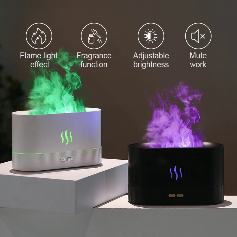 

Kinscoter Air Humidifier Ultrasonic Cool Mist Maker Fogger Led Aroma Diffuser Essential Oil Flame Lamp Difusor