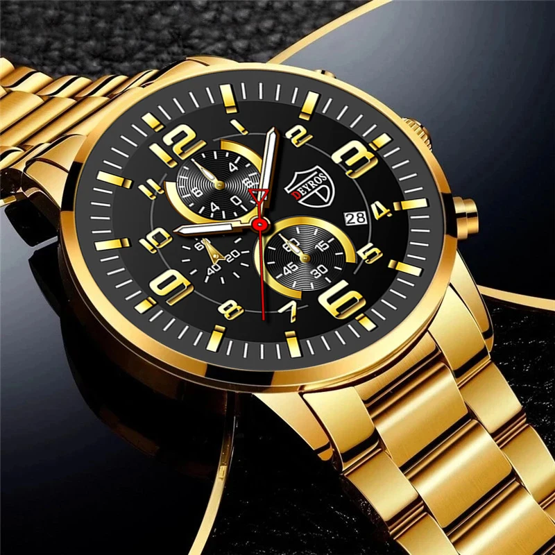 Fashion Mens Sport Watches for Men Clock Luxury Stainless Steel Quartz Wristwatch Man Business Casual Leather Watch montre homme