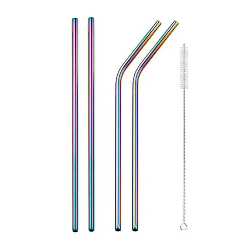 Eco-Friendly Stainless Steel Reusable Straw Set with Cleaning Brushes
