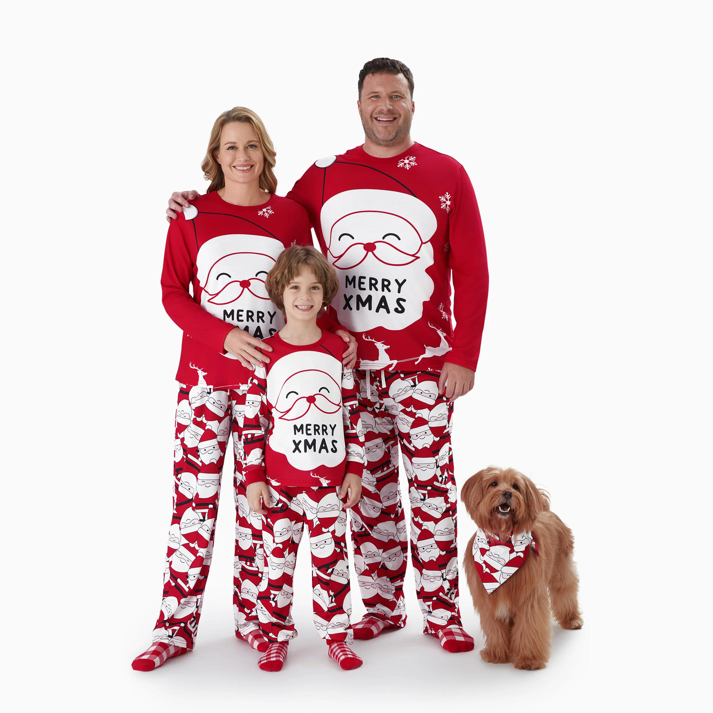 thumbnail image 2 of Conjuntos de pijamas navideños PatPat con estampado de Papá Noel grande a juego para toda la familia en la parte delantera y trasera, 2 of 5