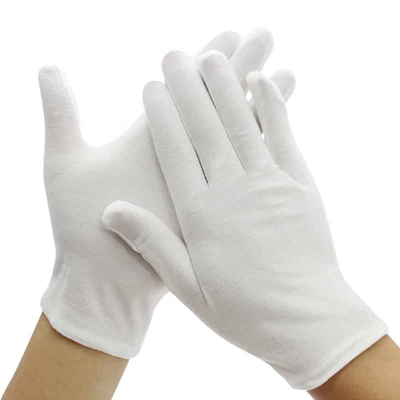 

1 Pairs New Full Finger Men Women Etiquette White Cotton Gloves Waiters/Drivers/Jewelry/Workers Mittens Sweat Absorption Gloves