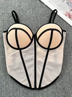 Low Cut Wrap Chest Vest Women's Body ape ow Waist in Low Waist Splice Color Summer New Korean Sle Trendy Top - Image 3