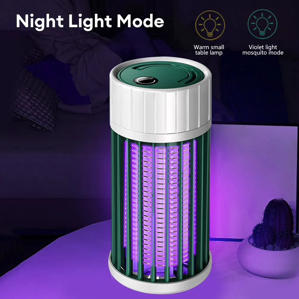 Bug Zapper for Indoor Outdoor Electric Mosquito Killer Lamp with Night Light Rechargeable Fly Trap for Home Backyard Patio