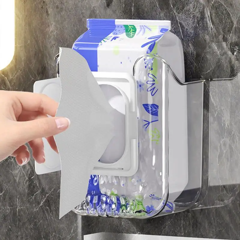 Wipes Dispenser for Bathroom No Punching Wipe Tissue Storage Box Case Refillable Wipes Container Box forKitchen Bedroom Bathroom