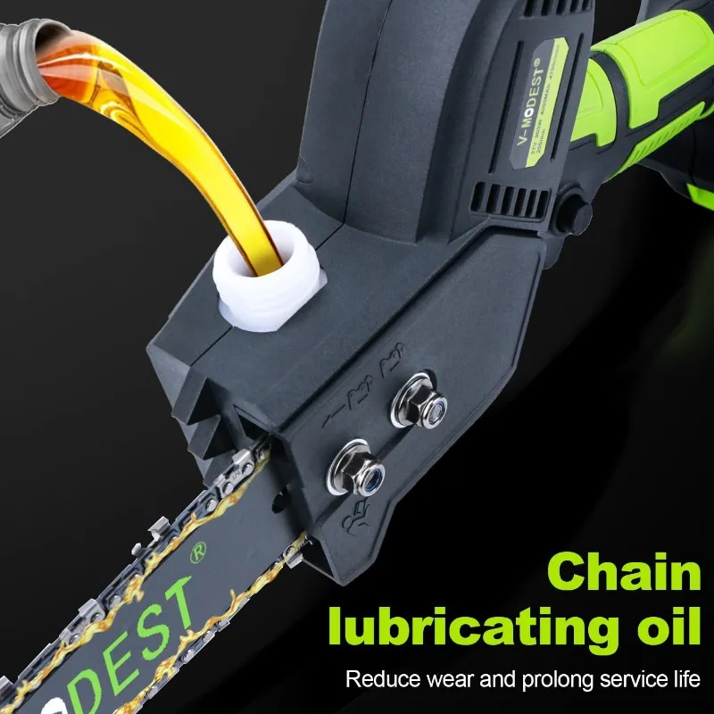 2-IN-1 Cordless Pole Saw 8" & 10" Electric Pole Chainsaw Powered by 21V 4.0Ah battery Automatic Oiler 4LB 15FT Max Extension Saw