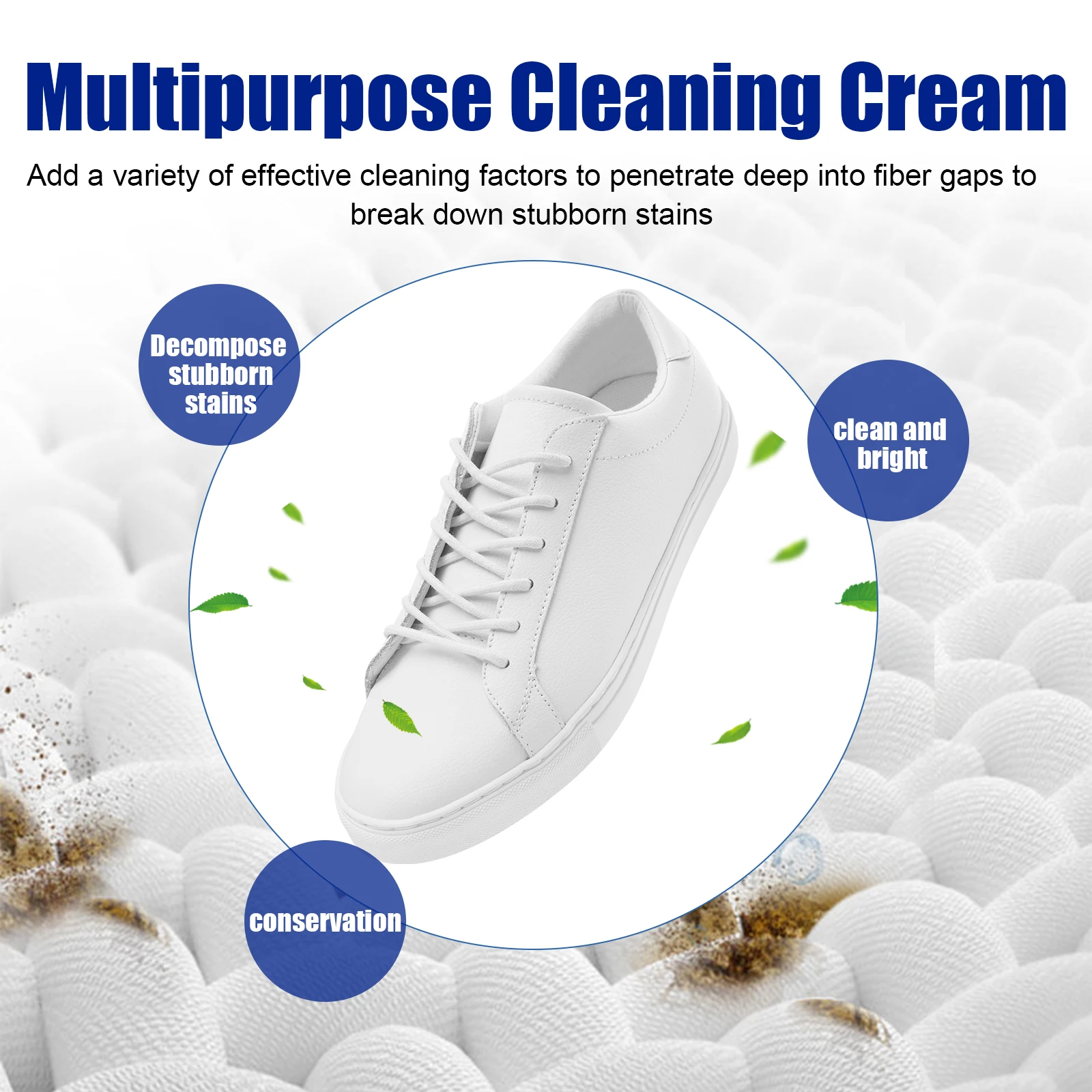 White Shoe Cleaning Stain Removal Cream with Sponge