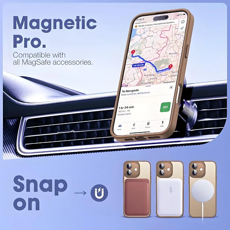 Luxury Transparent Candy Color Matte Hybrid Hard Case with Strong Magnetic Support