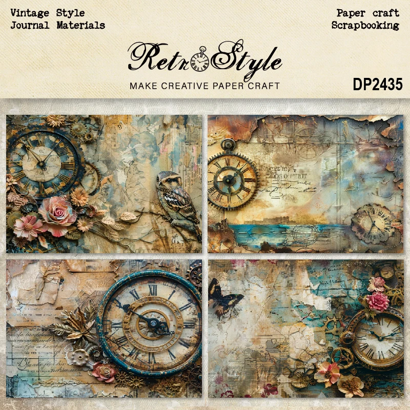Panalisacraft 8 sheets A5 size Vintage Style Scrapbooking patterned paper Fancy Card Pack Light weight Craft Paper Card