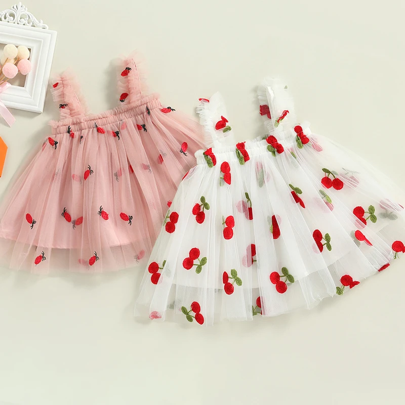 

Cute Girls Dress New Summer Girl Dresses Fancy Flower Princess Dress Toddler Tutu Baby Kid Birthday Tulle Cloth Casual Wear 1-5Y