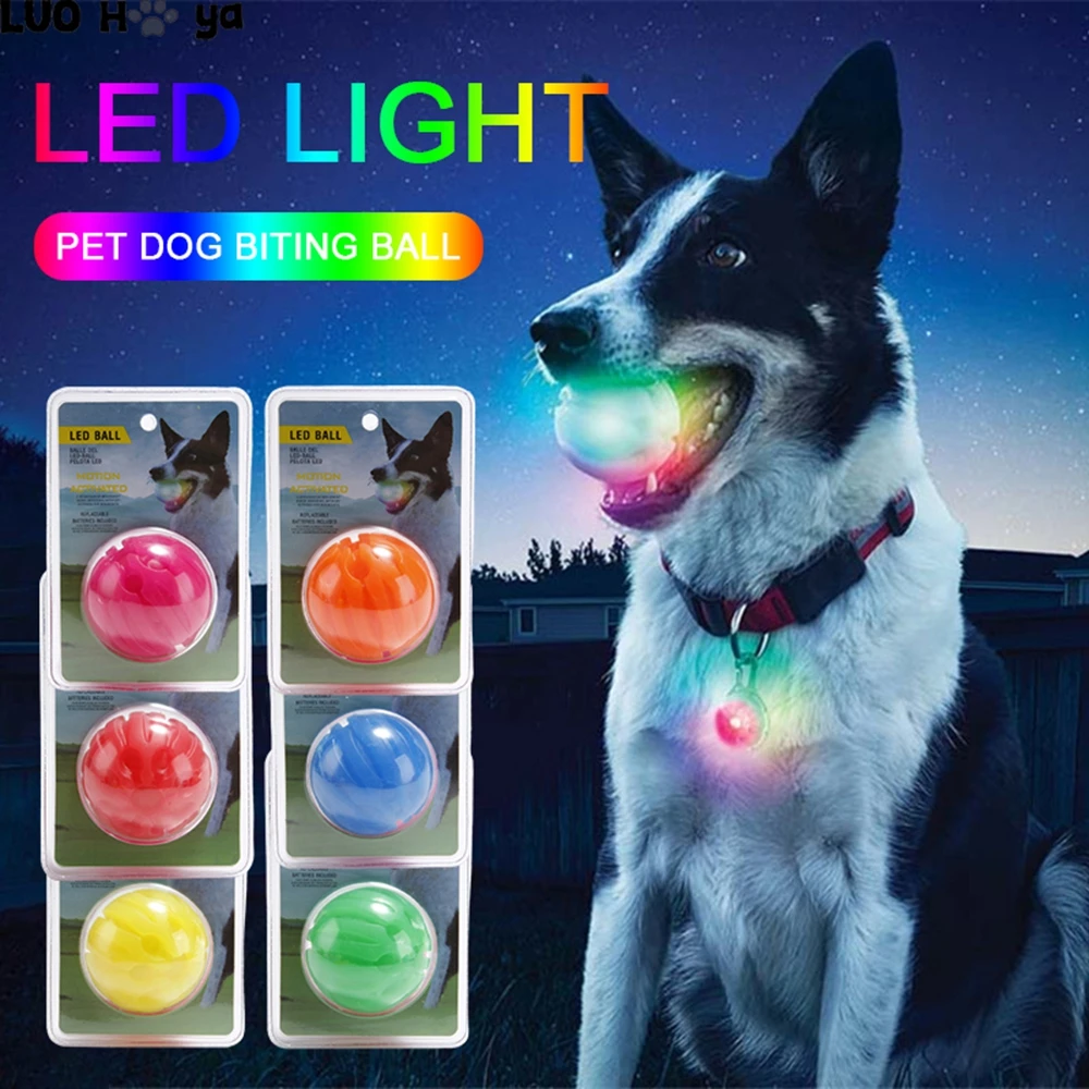 LED Luminous Interactive Dog Toy Ball Light Up Peppy Pet Waterproof