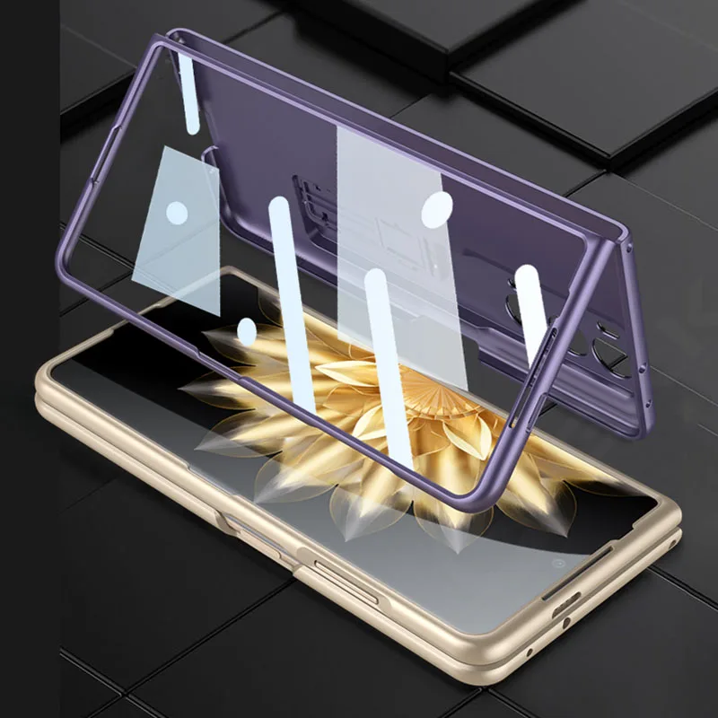 Shockproof Armor Case with Tempered Glass and Stand - Matte Hard Cover