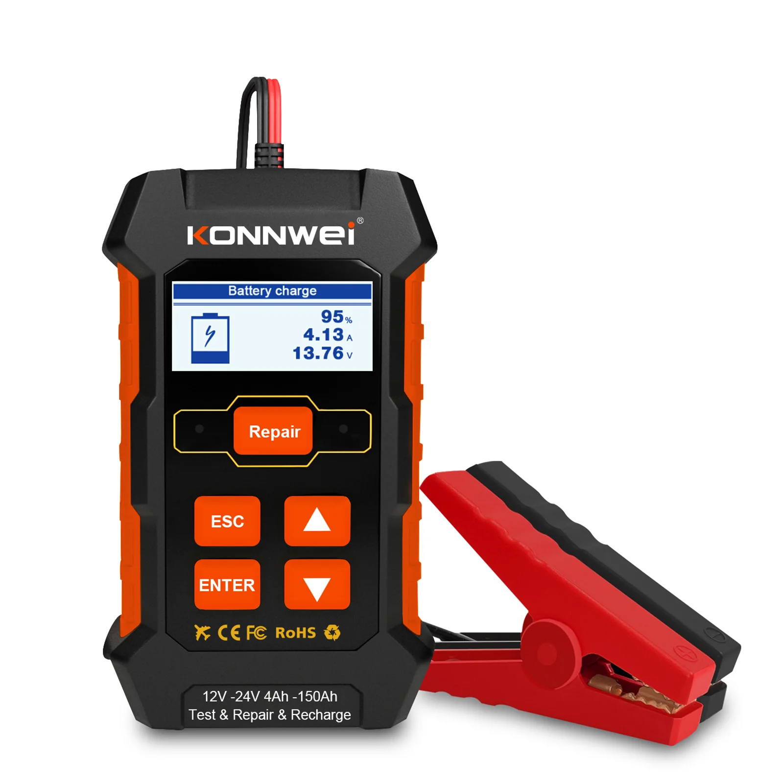 

KONNWEI KW520 12V 24V Car Battery Tester Charger and Battery Repairing Tool 100-2000CCA Battery Tester 3 in 1 Diagnostic Scanner