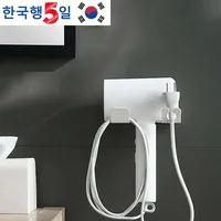 White Hair Dryer Holder No Need To Drill Holes Hangers Bathroom Shelf Compatible With Most Hair Dryers 1
